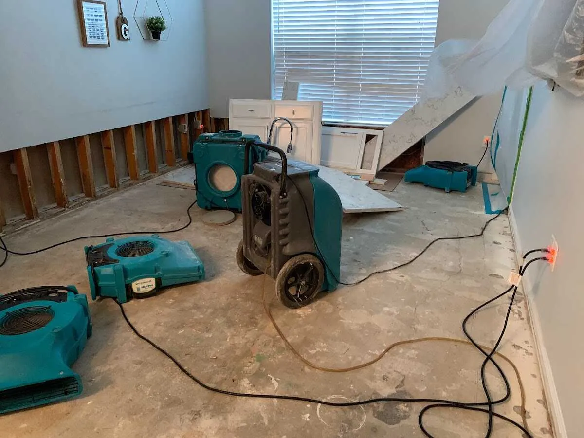 Dehumidifier in flood-cut room for Water Extraction & Removal in North Liberty
